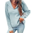 thumbnail image 1 of Lilgiuy Women Casual Soild Long Sleeve Knit Pullover V-neck Sweater Coat,Blue,6(M) Winter Fashion 2022, 1 of 5