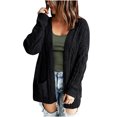 thumbnail image 1 of Lilgiuy Women Casual Soild Long Sleeve Pocket Long Knit Cardigan Sweater Coat，Black,4 Winter Dresses for 2022, 1 of 5