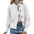 thumbnail image 1 of Lilgiuy Women Casual Solid Knitting Buttons Long Sleeve Hoodless Coat Tops White，10（XL） Winter Dresses for 2022, 1 of 4