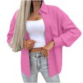 thumbnail image 1 of Lilgiuy Women Casual Solid Long Sleeve Turn-down Collar Cardigan Buttons Blouse Tops(Pink,8) Winter Clothes for 2022, 1 of 5