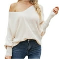 thumbnail image 1 of Lilgiuy Women Casual Solid Out Pullover Long Sleeve V-Neck Sweater, 1 of 5