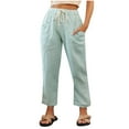 thumbnail image 1 of Lilgiuy Women Casual Solid Pants Comfortable Elastic Cropped Pants Light Blue 12(XXL) Fall Fashion 2022 Spring Winter, 1 of 5