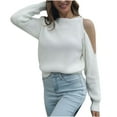 thumbnail image 1 of Lilgiuy Women Casual Solid Round Neck Long Sleeve Loose Sweater Autumn Blouse Tops,White,6(M) Winter Fashion 2022, 1 of 5