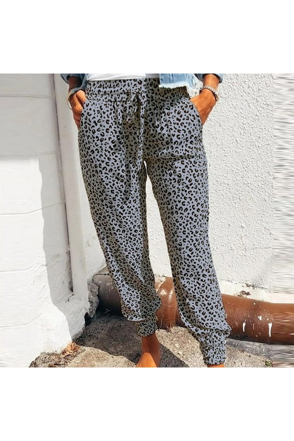 Women Casual Trousers Summer Leopard Print Pants Bottoms Athletic Pants Dance Performance Pants