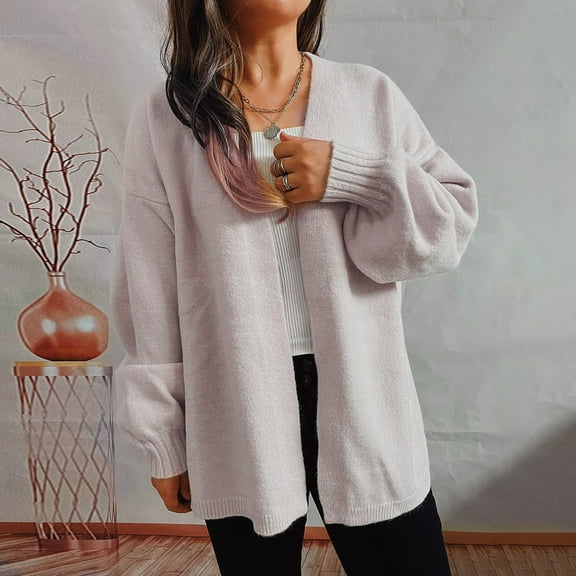 Lilgiuy Women Casual V-Neck Long Sleeve Autumn Sweater Cardigan Blouse Tops Beige，10 Fall Fashion 2022 Spring Winter