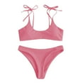 thumbnail image 1 of Lilgiuy Women Charming Tie Shoulder Bikini Set Ribbed High Wastied Swimsuits Two Piece Bathing Suit for Vintage Birthday Party Beach Evening, 1 of 5