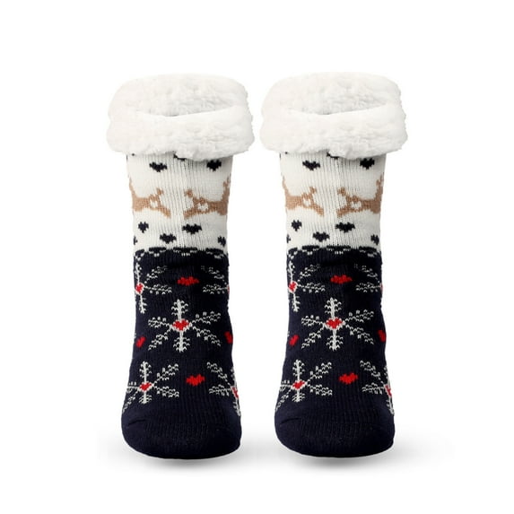 Lilgiuy Women Christmas Holiday Socks Casual Warm Winter Cozy Slipper Socks Fuzzy Socks with Plus Size and Anti-Slip Bottom