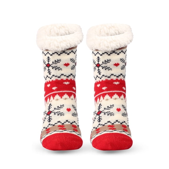 Lilgiuy Women Christmas Socks Winter Soft Warm Cozy Plush Slipper Socks Thicken Anti-slip Knit Sleeping Socks for Xmas Gifts