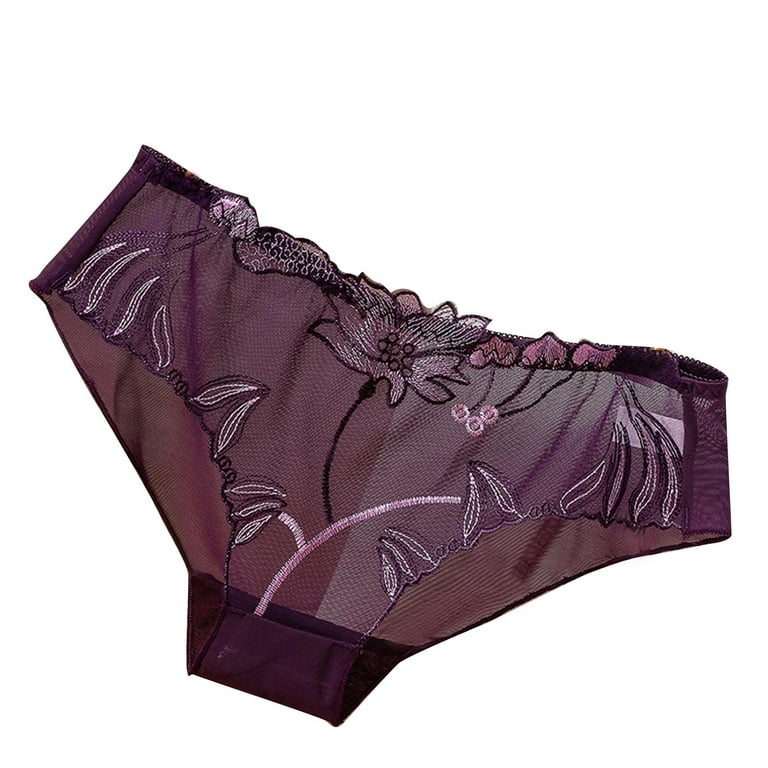 Lilgiuy Women Cutut Lace Underwear Briefs PantiesHollow Out Lingerie  Underpants(Purple,XL) Winter Fashion 2022
