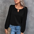 thumbnail image 1 of Lilgiuy Women Daily Loose V Neck Solid Long Sleeve Blouse Button Tops Shirts Business Wear, 1 of 4