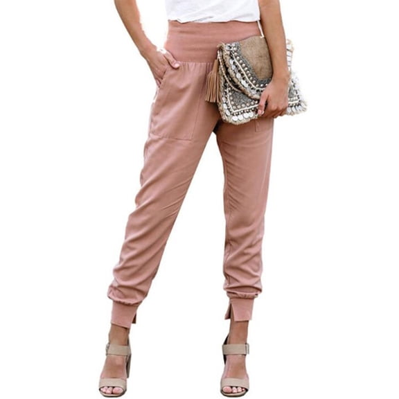 Lilgiuy Women Fashion Casual High Waist Trousers Slit Pocket Solid Color Length Pants Fall Fashion 2022 Spring Winter