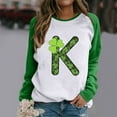 thumbnail image 1 of Lilgiuy Women Fashion O-Neck Saint Patrick Print Long Sleeve T-Shirt Long Sleeve Splicing Top for Going Out, 1 of 4
