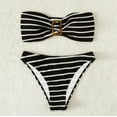 thumbnail image 1 of Lilgiuy Women Fashion Stripe Color Matching Halter Split Swimsuit Bikini Print High Waist Beachwear Set for Travel Sports Swim Spa Clearance, 1 of 5