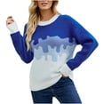 thumbnail image 1 of Lilgiuy Women Knitwear Loose Pullover Gradient Sweater Women Crewneck Sweater,Blue,10(XL) Dresses for 2022, 1 of 5