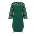 thumbnail image 1 of Lilgiuy Women Lady Patchwork Mesh Crewneck Three Quarter Sleeve Plus Size Dress Green 2022 Fall Winter, 1 of 5