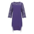 thumbnail image 1 of Lilgiuy Women Lady Patchwork Mesh Crewneck Three Quarter Sleeve Plus Size Dress Purple 2022 Fall Winter, 1 of 5