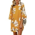 thumbnail image 1 of Lilgiuy Women Loose Summer Casual Flare Sleeve O-Neck Printing Mini Dress, 1 of 5