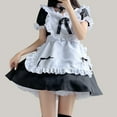 thumbnail image 1 of Lilgiuy Women Lovely Maid Cosplay Costume Outfit Dress Clothes Dress Bow Apron Short Sleeved Collar Lace for Anniversary Graduation, 1 of 5