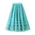 thumbnail image 1 of Lilgiuy Women Mini Elastic Skirt Women's Solid Color Ruffled Mesh Skirt High Waist Prom Poached Skirt Half-length Skirt, 1 of 5