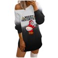 thumbnail image 1 of Lilgiuy Women Off The Shoulder Christmas Printed Long Sleeve Sunflower Fall Casual Dress, 1 of 6