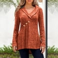 thumbnail image 1 of Lilgiuy Women Plus Size Casual V Neck Loose Solid Button Long Sleeve Tops Basic Versatile Tees, 1 of 5