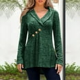 thumbnail image 1 of Lilgiuy Women Plus Size Casual V Neck Loose Solid Button Long Sleeve Tops for Business Office Work, 1 of 5