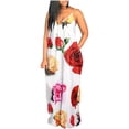 thumbnail image 1 of Lilgiuy Women Plus Size Pocket V-Neck Printing Sleeveless Loose Casual Sling Long Dress, 1 of 4