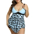 thumbnail image 1 of Lilgiuy Women Plus Size Tankini Swimsuit with Short Two Piece Bathing Suits Summer Holiday Fountain Travel Hawaii Swimwear(Blue,XL), 1 of 5