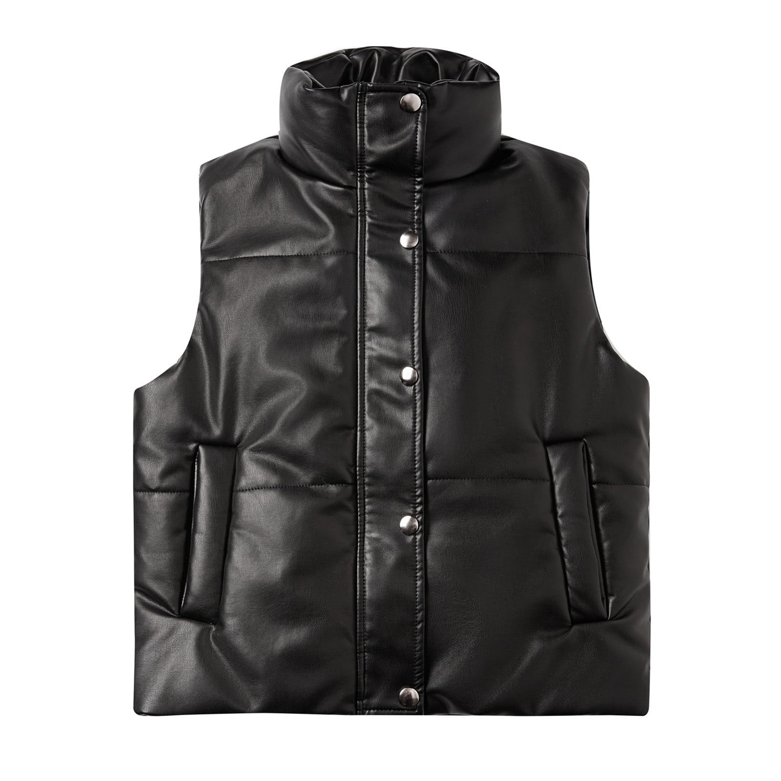 Lilgiuy Women Pocket Vest Coat Short Jacket Winter Sleeveless Faux ...