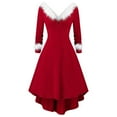 thumbnail image 1 of Lilgiuy Women Retro Christmas Long-Sleeved Plush High And Low Swing Style Dress, 1 of 4