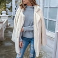 thumbnail image 1 of Lilgiuy Women'S Long Sleeve Loose Solid Color Button Lapel Thickened Plush Coat Blouse White，4 2022 Fall Winter, 1 of 4
