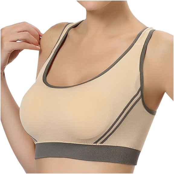 Lilgiuy Women Seamless Stretch Sport Bra Padded Fitness Tank Tops Workout Gym Yoga Vest,Beige,8 2022 Fall Winter