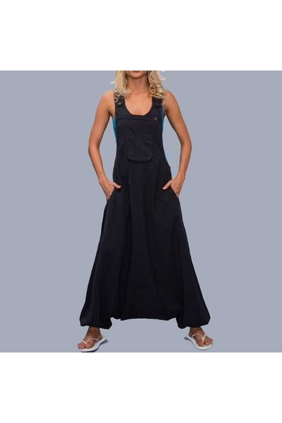 Women Sleeveless Dungarees Loose Cotton Long Playsuit Jumpsuit Pants Trousers Alt Clothing Alternative Clothing