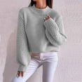 thumbnail image 1 of Lilgiuy Women Solid Color Casual Sweater Round Neck Warm Tight Pullover for Beach Hawaiian, 1 of 5