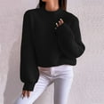 thumbnail image 1 of Lilgiuy Women Solid Color Casual Sweater Round Neck Warm Tight Pullover for Relaxing, 1 of 5