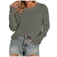 thumbnail image 1 of Lilgiuy Women Solid Color Long Sleeve Pullove Round-Neck Casual Sweater Tops,Gray,4 Fall Clothes for 2022 Spring Winter, 1 of 5