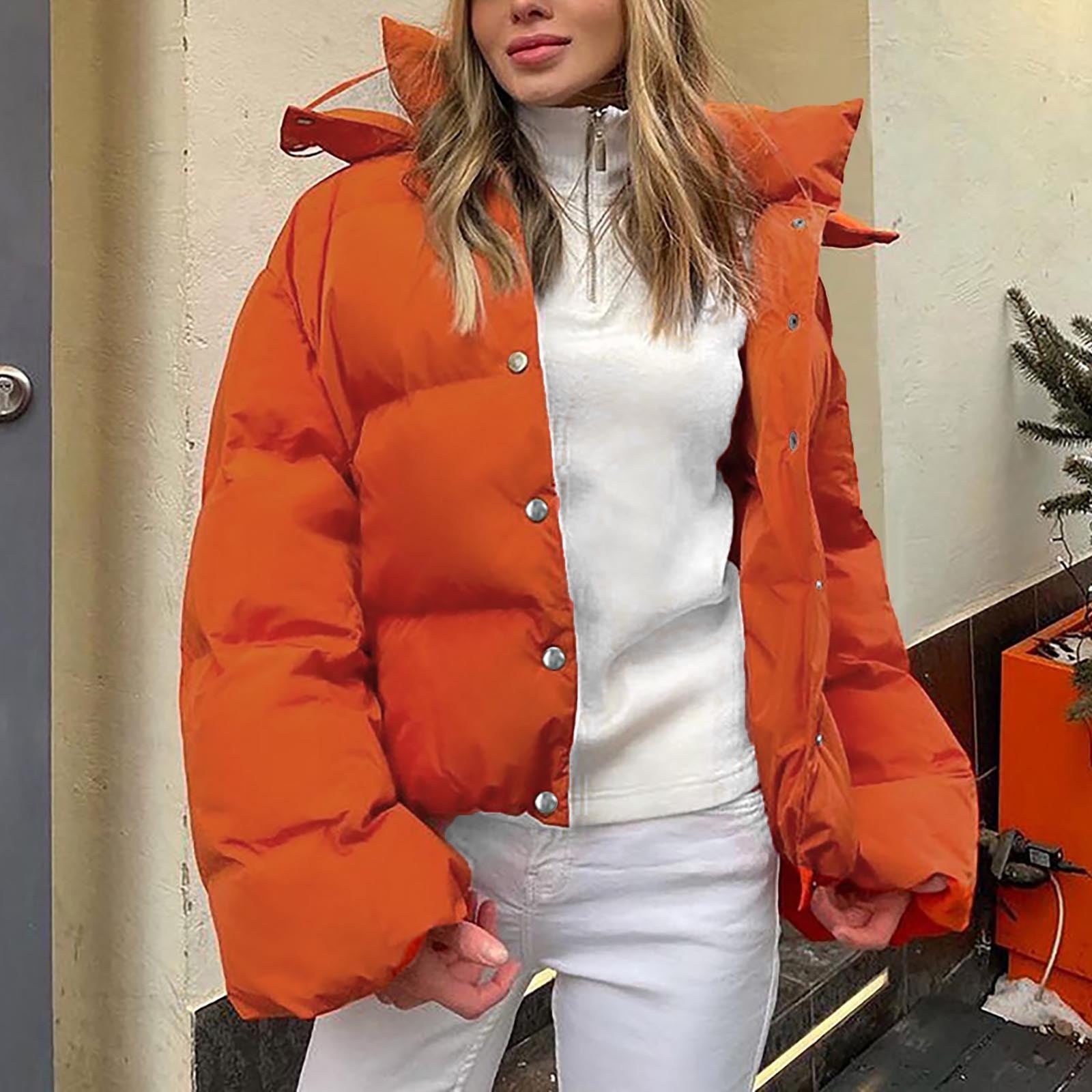 Lilgiuy Women Solid Color Long Sleeve Windproof Padded Clothes