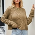 thumbnail image 1 of Lilgiuy Women Solid Color Round Neck Dough Twists Cord Knit Loose Thick Needle Pullover Sweater for Dance Performance, 1 of 5