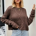 thumbnail image 1 of Lilgiuy Women Solid Color Round Neck Dough Twists Cord Knit Loose Thick Needle Pullover Sweater for Work Office Business, 1 of 5