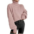 thumbnail image 1 of Lilgiuy Women Solid Long Sleeve Pullove Turtleneck-Neck Casual Sweater Tops Fall Fashion 2022 Spring Winter, 1 of 5