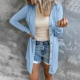 thumbnail image 1 of Lilgiuy Women Solid Loose Long Sleeve Cardigan Autumn Coat Blouse Sky Blue，14（XXXL） Winter Clothes for 2022, 1 of 5