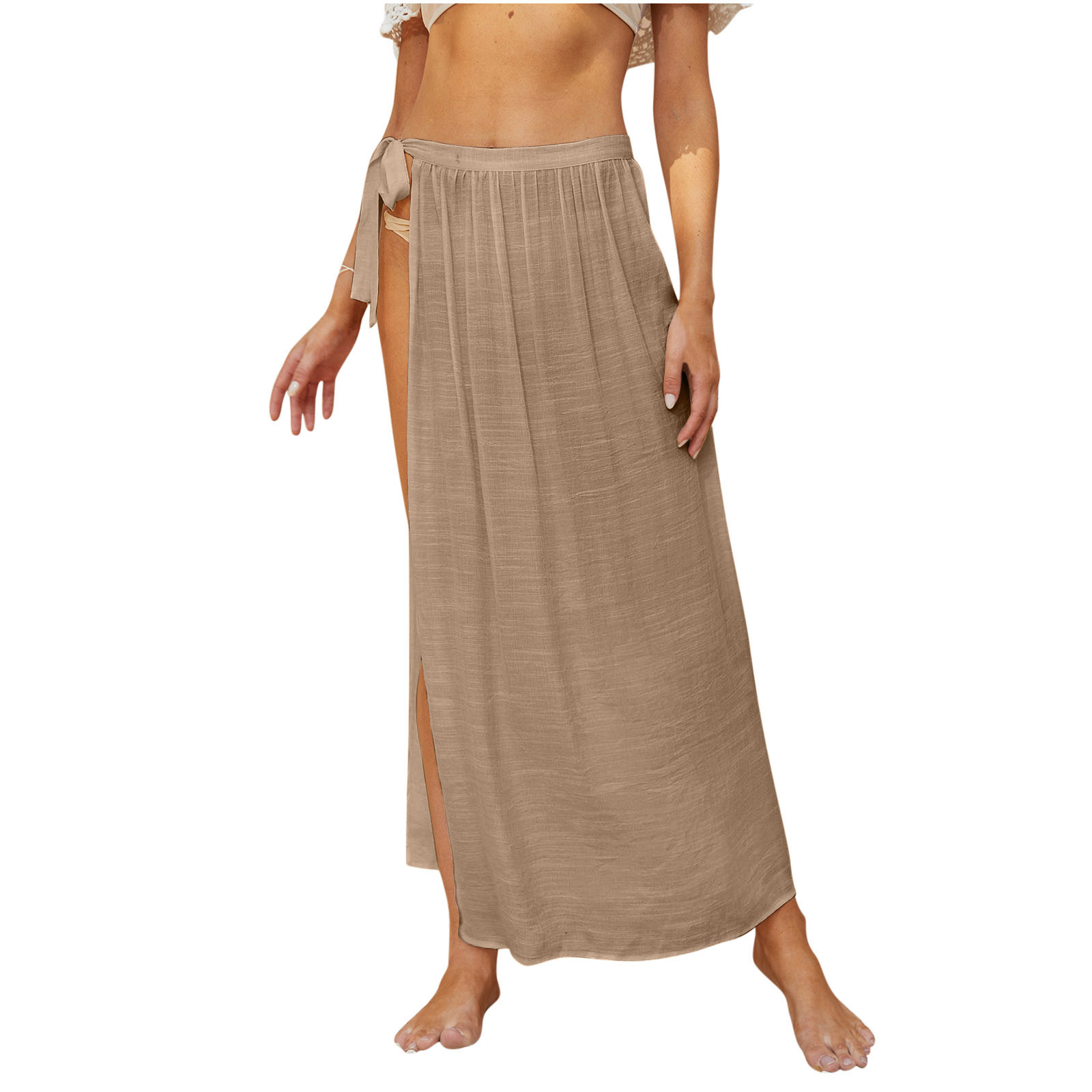 Lilgiuy Women Solid Swimsuit Cover Up Mesh Bikini Swimwear Beach Cover-Ups Wrap Skirt - image 1 of 4