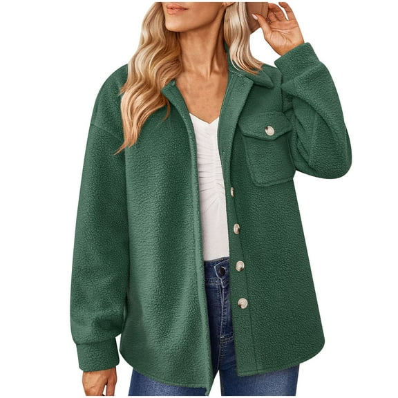 Lilgiuy Women Spring And Autumn Coats Warm Solid Long Sleeve Outerwear(Green,10) Winter Fashion 2022
