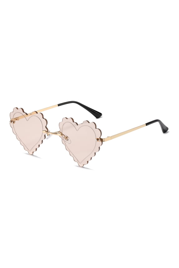 Women Sun Protection Sunglasses Fashion Heart Shaped Transparent Candy Color Frameless Cute Lovely Glasses for Party Favors