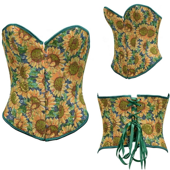 Lilgiuy Women Sunflower PrintBandage RetroCourt Vintage Corset Straps Tank Top Yellow,10 2022 Fall Winter