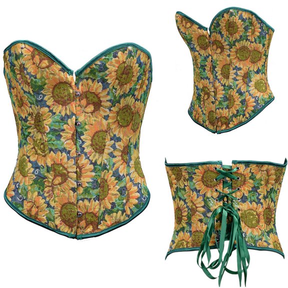 Lilgiuy Women Sunflower PrintBandage RetroCourt Vintage Corset Straps Tank Top Yellow,4 Winter Clothes for 2022