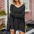 thumbnail image 1 of Lilgiuy Women V-neck Fashion Knit Solid Color Charming Pullover Sweater Outwear, 1 of 5