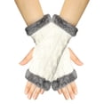 thumbnail image 1 of Lilgiuy Women Winter Fingerless Gloves Fashion Solid Color Knit Wrist Arm Thermal Work Travel Sport Mittens for Cold Weather White, 1 of 5