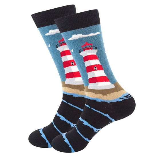 Lilgiuy Women Winter Socks Casual Gifts Printed Thick Knit Vintage Soft Cozy Casual Crew Socks Gifts for Your Family or Friends