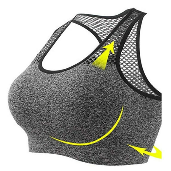 Lilgiuy Women Wire Free Mesh Sports Underwear Yoga Running Quick Drying Vest Bra,Gray,4 Winter Fashion 2022